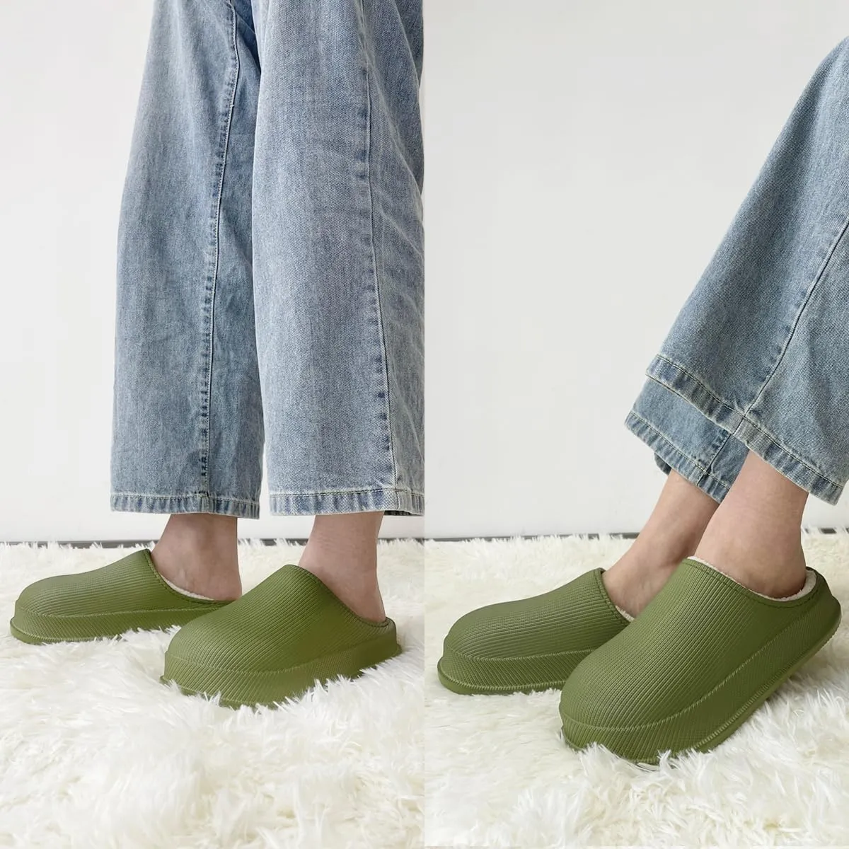 House Slippers for Women and Men, Cozy Soft Comfy Fuzzy Slip-on House Shoes Indoor/Outdoor Warm Winter Slippers with Plush Fleece Lining, Waterproof & Easy to Clean