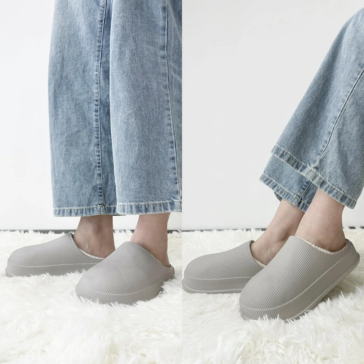 House Slippers for Women and Men, Cozy Soft Comfy Fuzzy Slip-on House Shoes Indoor/Outdoor Warm Winter Slippers with Plush Fleece Lining, Waterproof & Easy to Clean