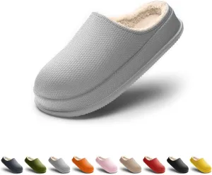 House Slippers for Women and Men, Cozy Soft Comfy Fuzzy Slip-on House Shoes Indoor/Outdoor Warm Winter Slippers with Plush Fleece Lining, Waterproof & Easy to Clean
