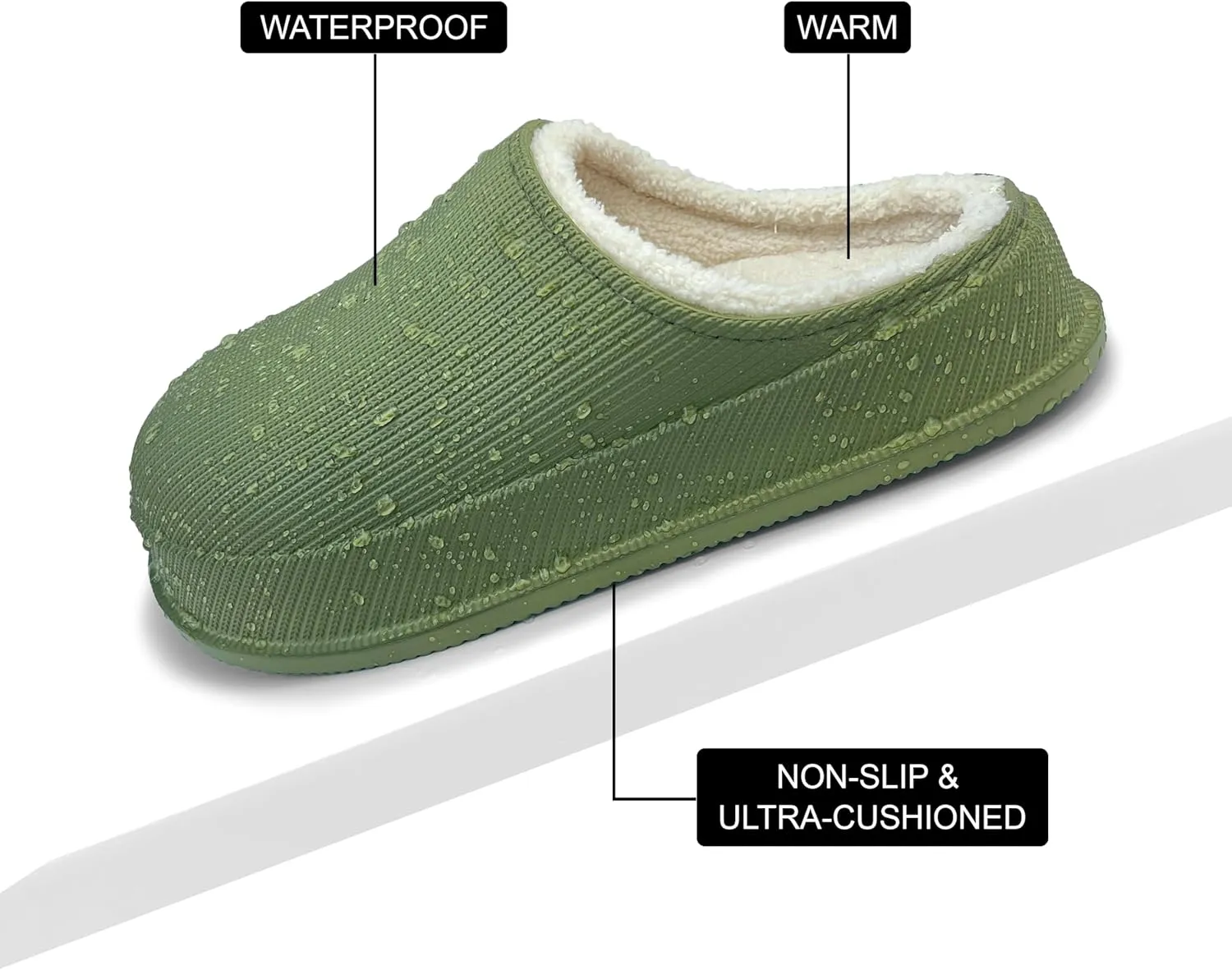 House Slippers for Women and Men, Cozy Soft Comfy Fuzzy Slip-on House Shoes Indoor/Outdoor Warm Winter Slippers with Plush Fleece Lining, Waterproof & Easy to Clean