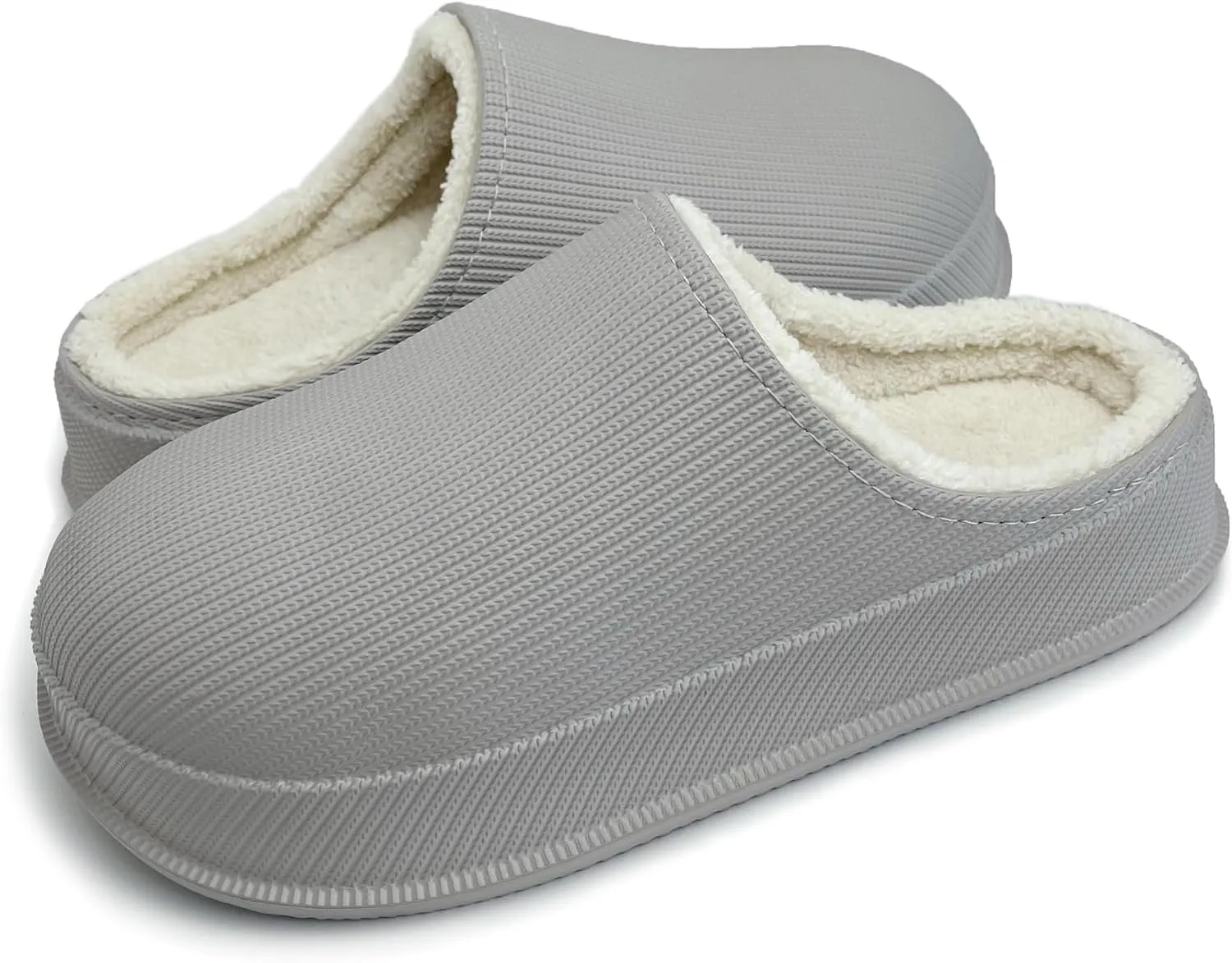 House Slippers for Women and Men, Cozy Soft Comfy Fuzzy Slip-on House Shoes Indoor/Outdoor Warm Winter Slippers with Plush Fleece Lining, Waterproof & Easy to Clean