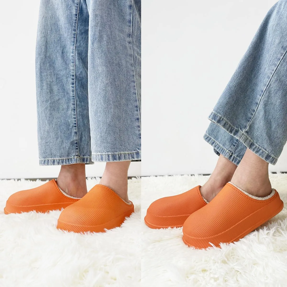 House Slippers for Women and Men, Cozy Soft Comfy Fuzzy Slip-on House Shoes Indoor/Outdoor Warm Winter Slippers with Plush Fleece Lining, Waterproof & Easy to Clean
