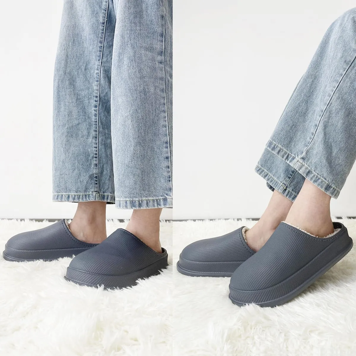 House Slippers for Women and Men, Cozy Soft Comfy Fuzzy Slip-on House Shoes Indoor/Outdoor Warm Winter Slippers with Plush Fleece Lining, Waterproof & Easy to Clean