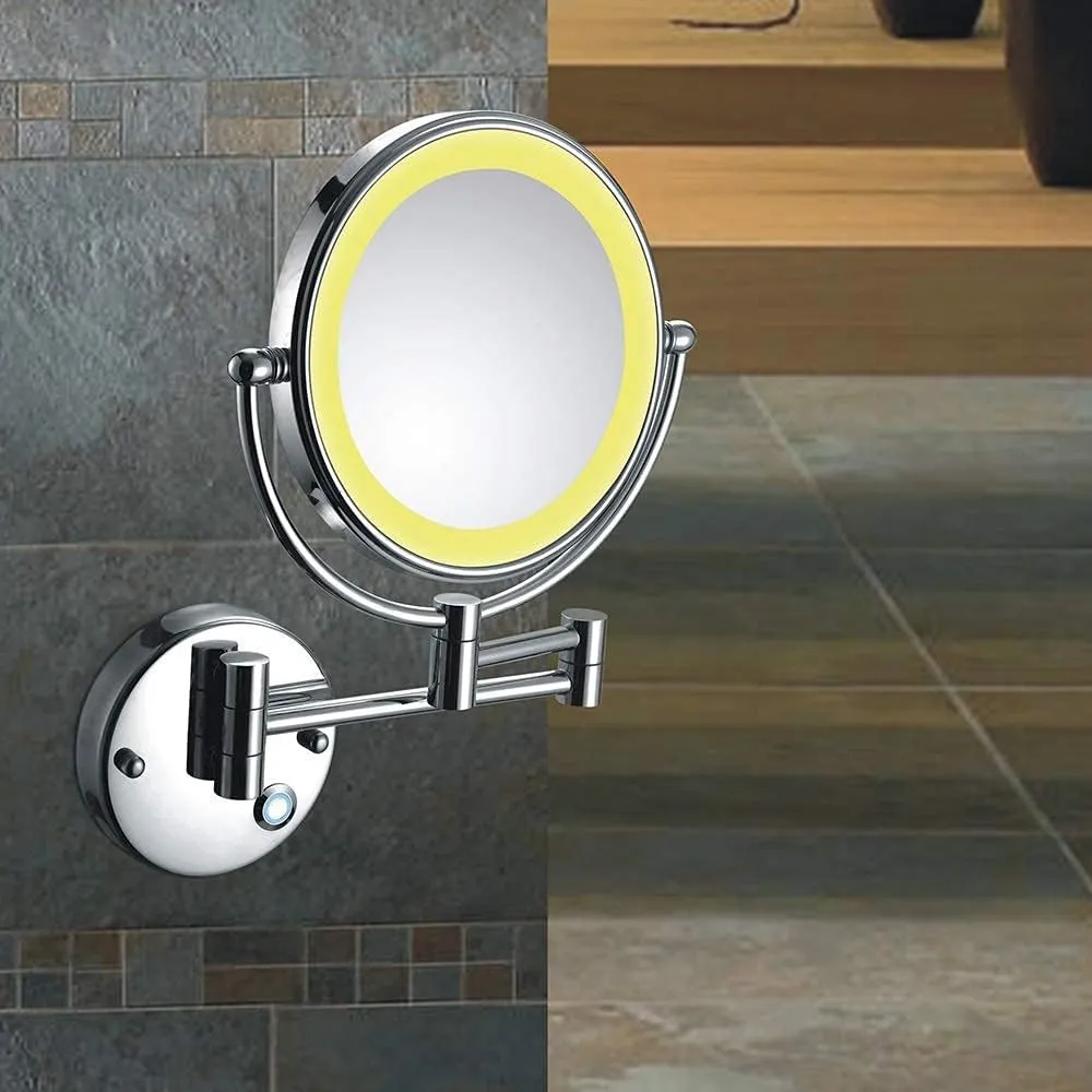Household Bathroom Mirror, Wall-Mounted Makeup Mirror Expansion Bilder Bathroom Shaving Cosmetic Mirror Touch Switch Wall Mirror(214m)