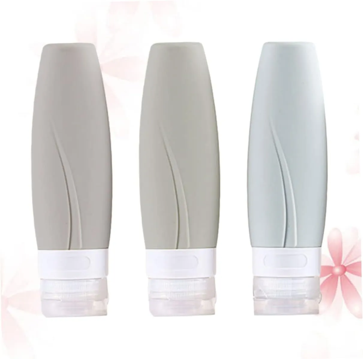 Housoutil 2sets 90ml Silicone Bottles Easy-Cap Empty Subpackaging for Lotion Portable and Reusable 3pcs*2