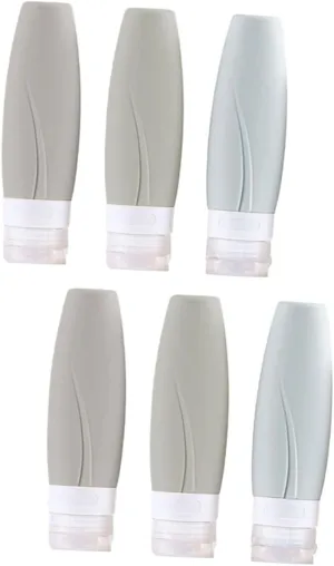 Housoutil 2sets 90ml Silicone Bottles Easy-Cap Empty Subpackaging for Lotion Portable and Reusable 3pcs*2