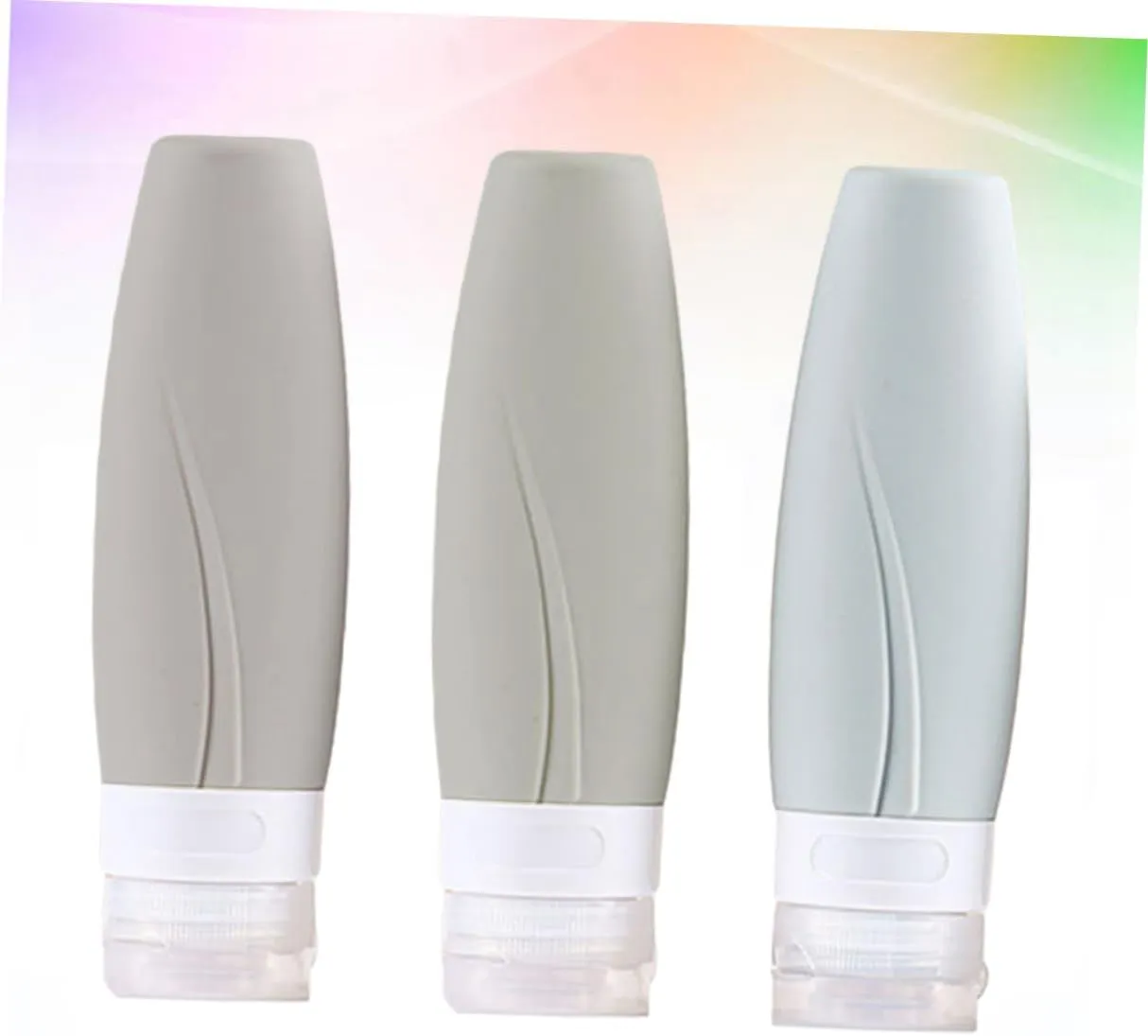 Housoutil 2sets 90ml Silicone Bottles Easy-Cap Empty Subpackaging for Lotion Portable and Reusable 3pcs*2