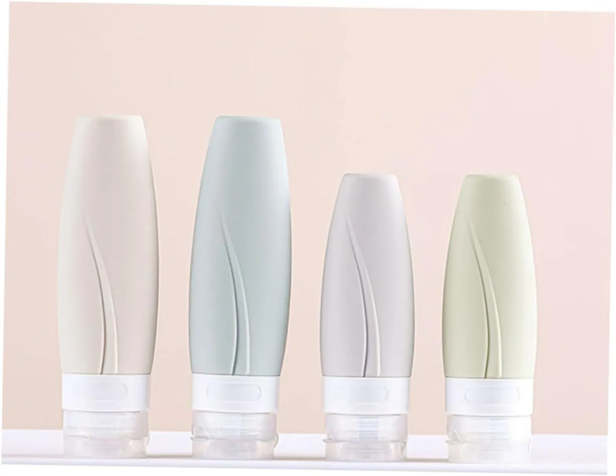 Housoutil 2sets 90ml Silicone Bottles Easy-Cap Empty Subpackaging for Lotion Portable and Reusable 3pcs*2