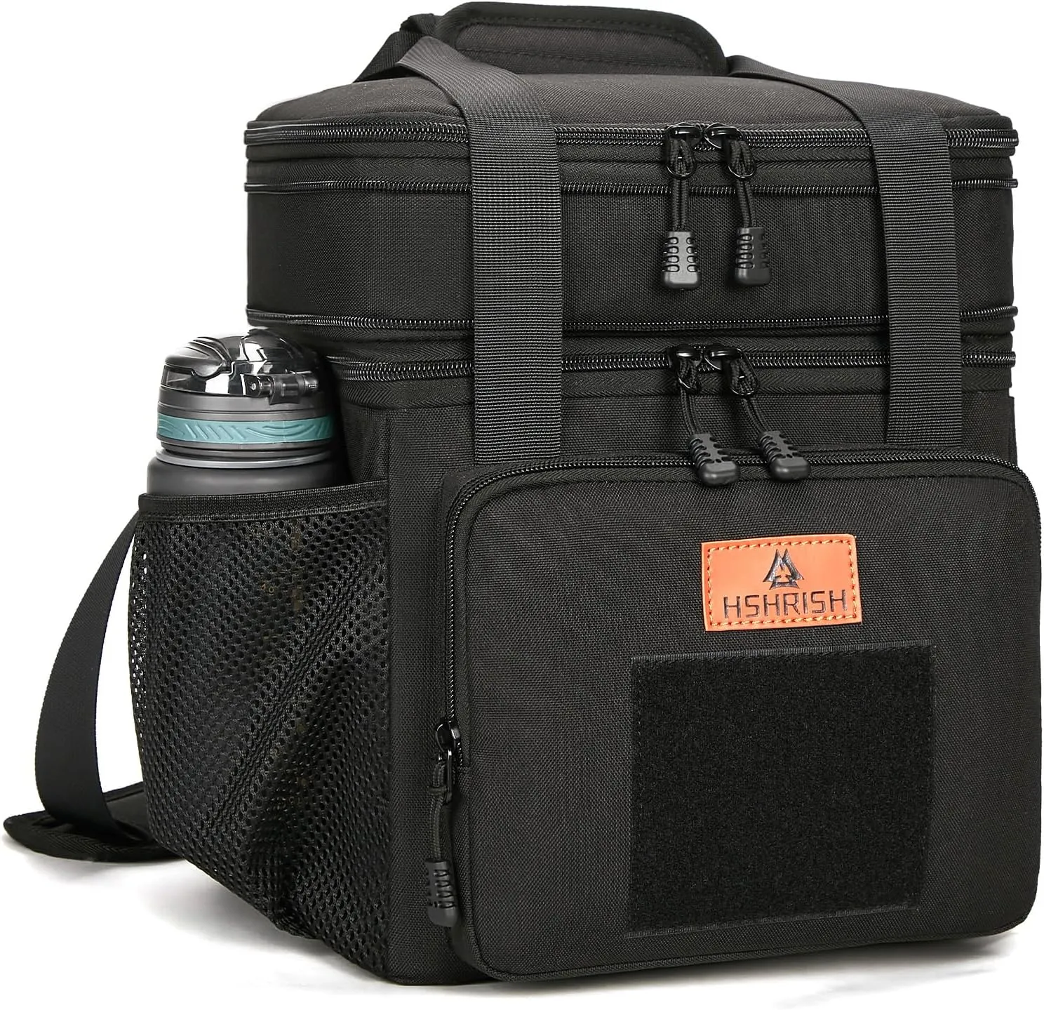 HSHRISH Expandable Xlarge Tactical Lunch Box for Adults, Leakproof Insulated Lunch Bag with Lots of Storage Space, Durable Cooler Bag for Men Women Work Outdoor Picnic Trips, 22L(Black)