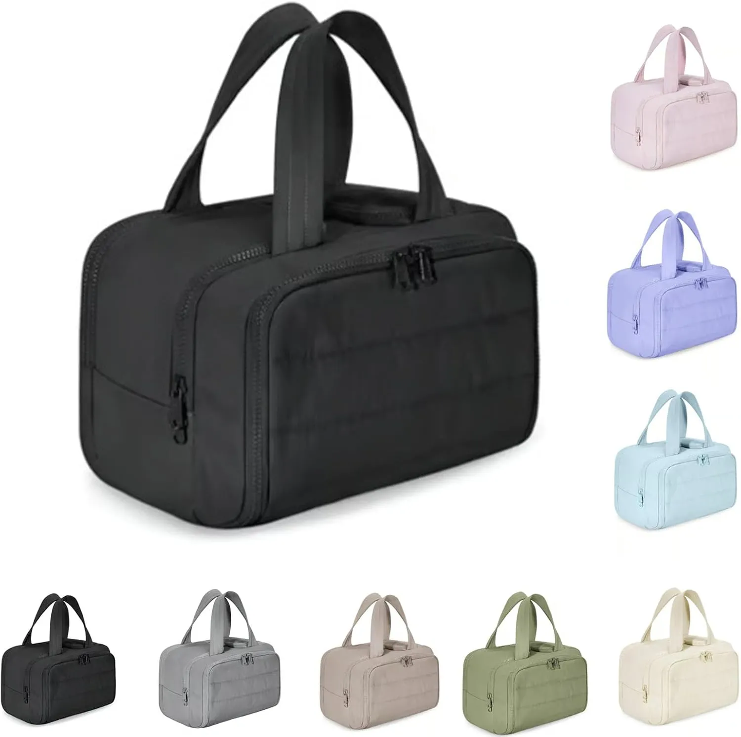 Humidity Travel Cosmetic Bag,Cureaway Cosmetic Bag,Large Capacity Wide-Open Cosmetic,For Womentraveling, Essentials Toiletries (Black)