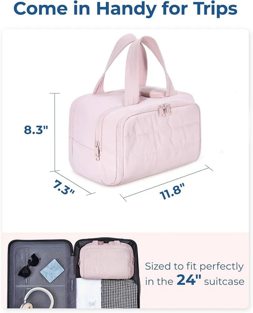 Humidity Travel Cosmetic Bag,Cureaway Cosmetic Bag,Large Capacity Wide-Open Cosmetic,For Womentraveling, Essentials Toiletries (Black)