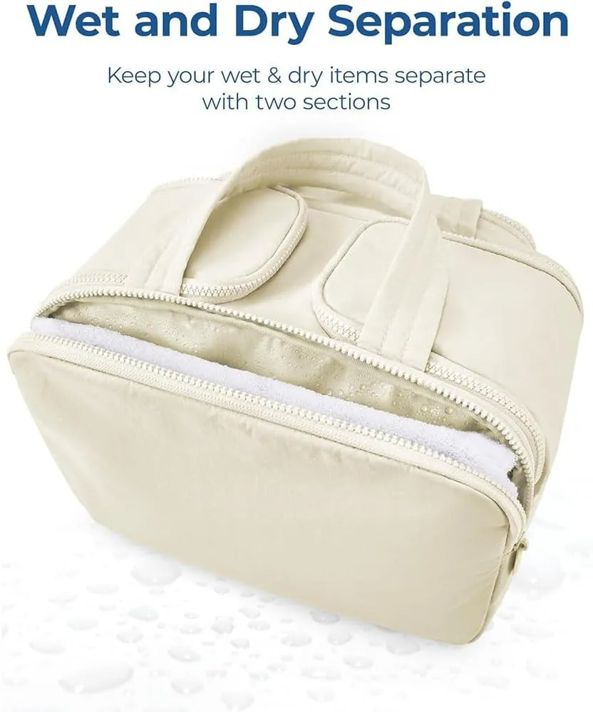 Humidity Travel Cosmetic Bag,Cureaway Cosmetic Bag,Large Capacity Wide-Open Cosmetic,For Womentraveling, Essentials Toiletries (Black)