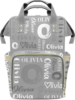 HUTARIO Custom Diaper Bag for Boy Girl Personalized Nylon Mommy Backpack with Name, Waterproof, Multifunctional