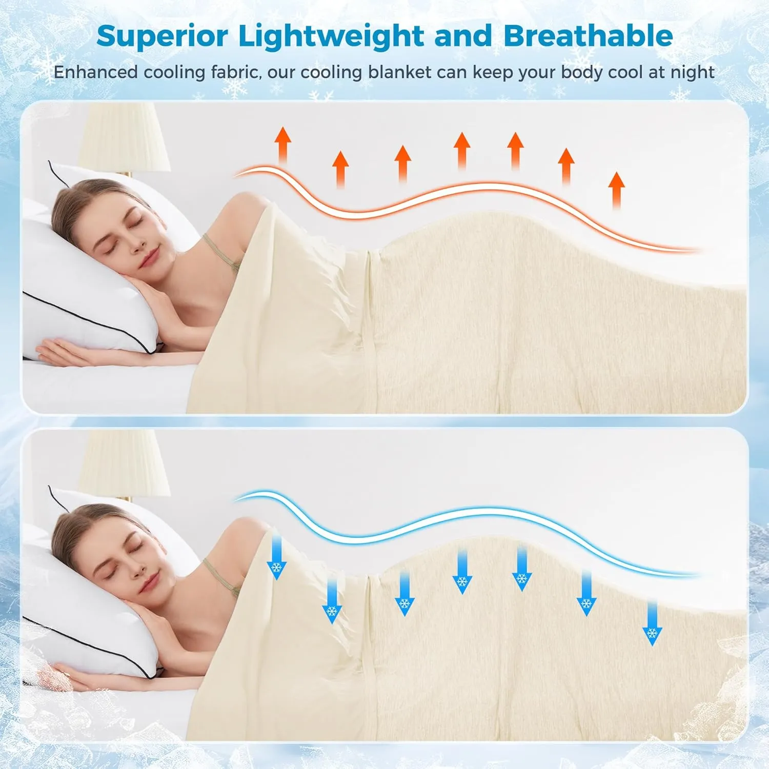 HYLEORY Cooling Blankets for Hot Sleepers, Cool Summer Blanket Keep Body Cool for Night Sweats Double Sided Lightweight Breathable Blanket for Bed Couch Sofa, Queen (90"x90"), Beige