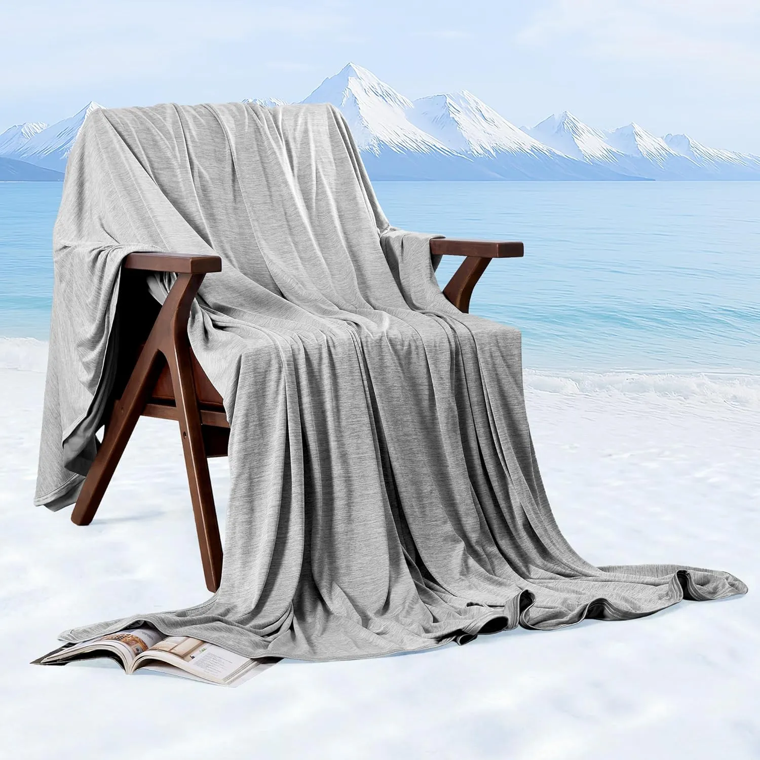HYLEORY Cooling Blankets for Hot Sleepers, Cool Summer Blanket Keep Body Cool for Night Sweats Double Sided Lightweight Breathable Blanket for Bed Couch Sofa, Queen (90"x90"), Grey