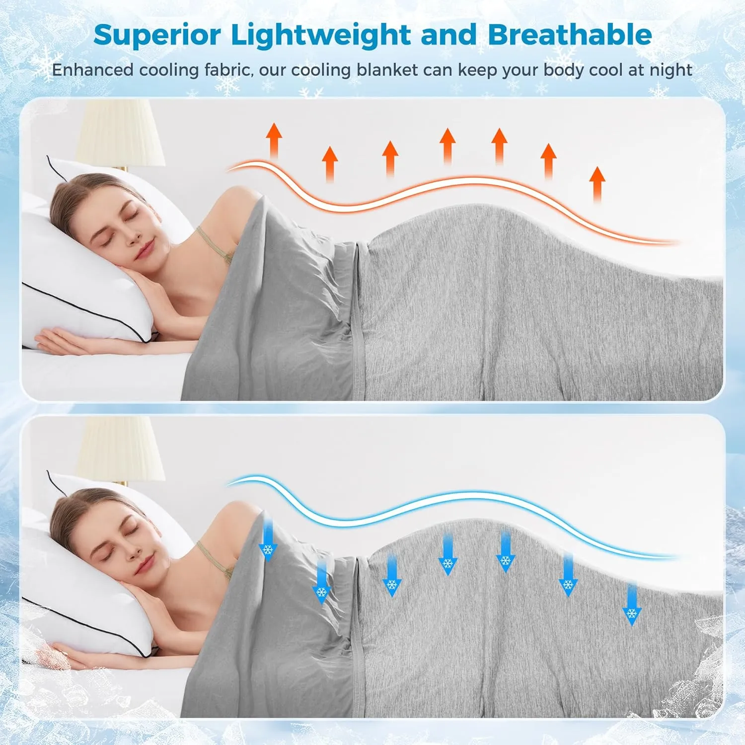 HYLEORY Cooling Blankets for Hot Sleepers, Cool Summer Blanket Keep Body Cool for Night Sweats Double Sided Lightweight Breathable Blanket for Bed Couch Sofa, Queen (90"x90"), Grey