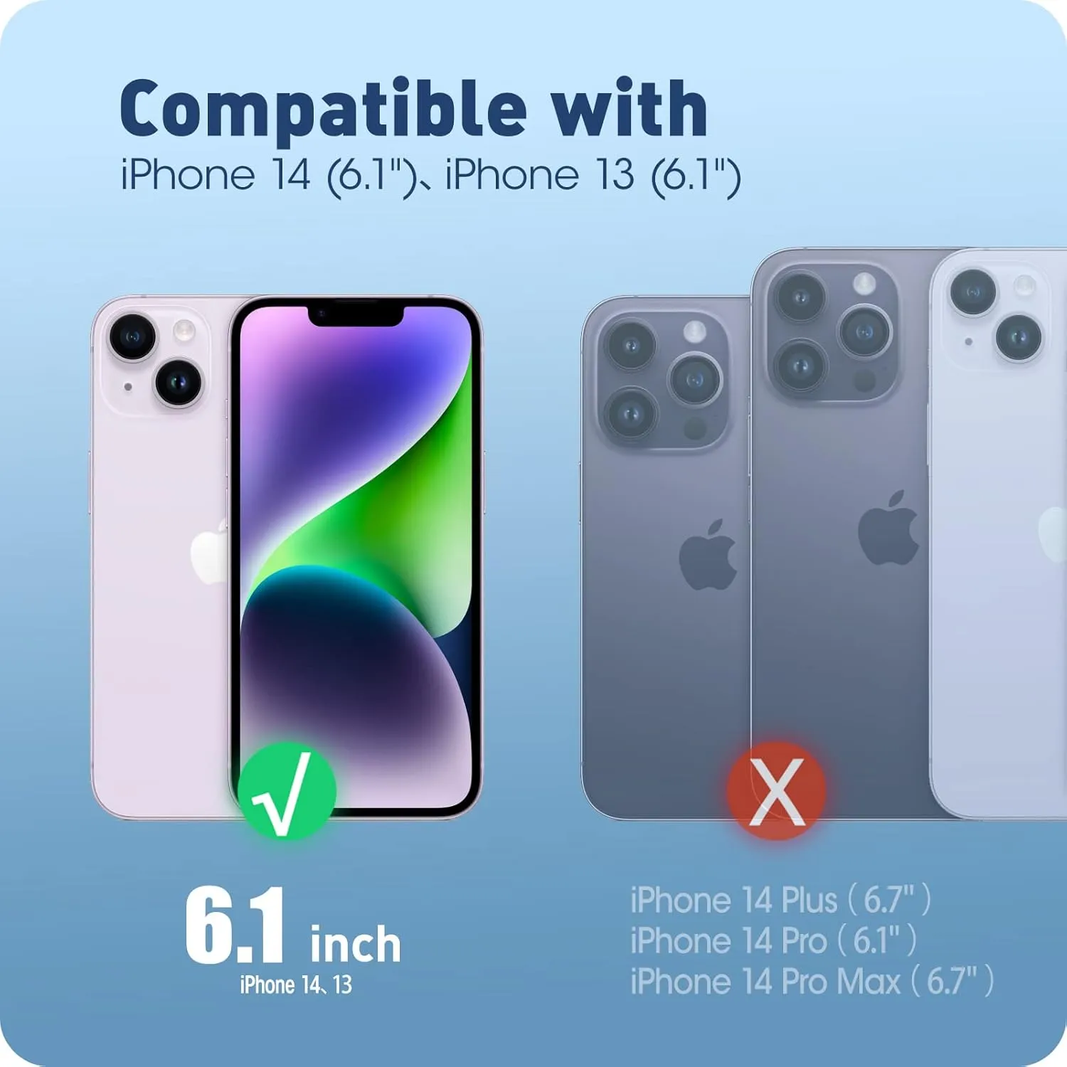 i-Blason Cosmo for iPhone 14/13 Case with Built-in Screen Protector, Slim Full-Body Protective Phone Case for iPhone 14/13 6.1'', Bluefly
