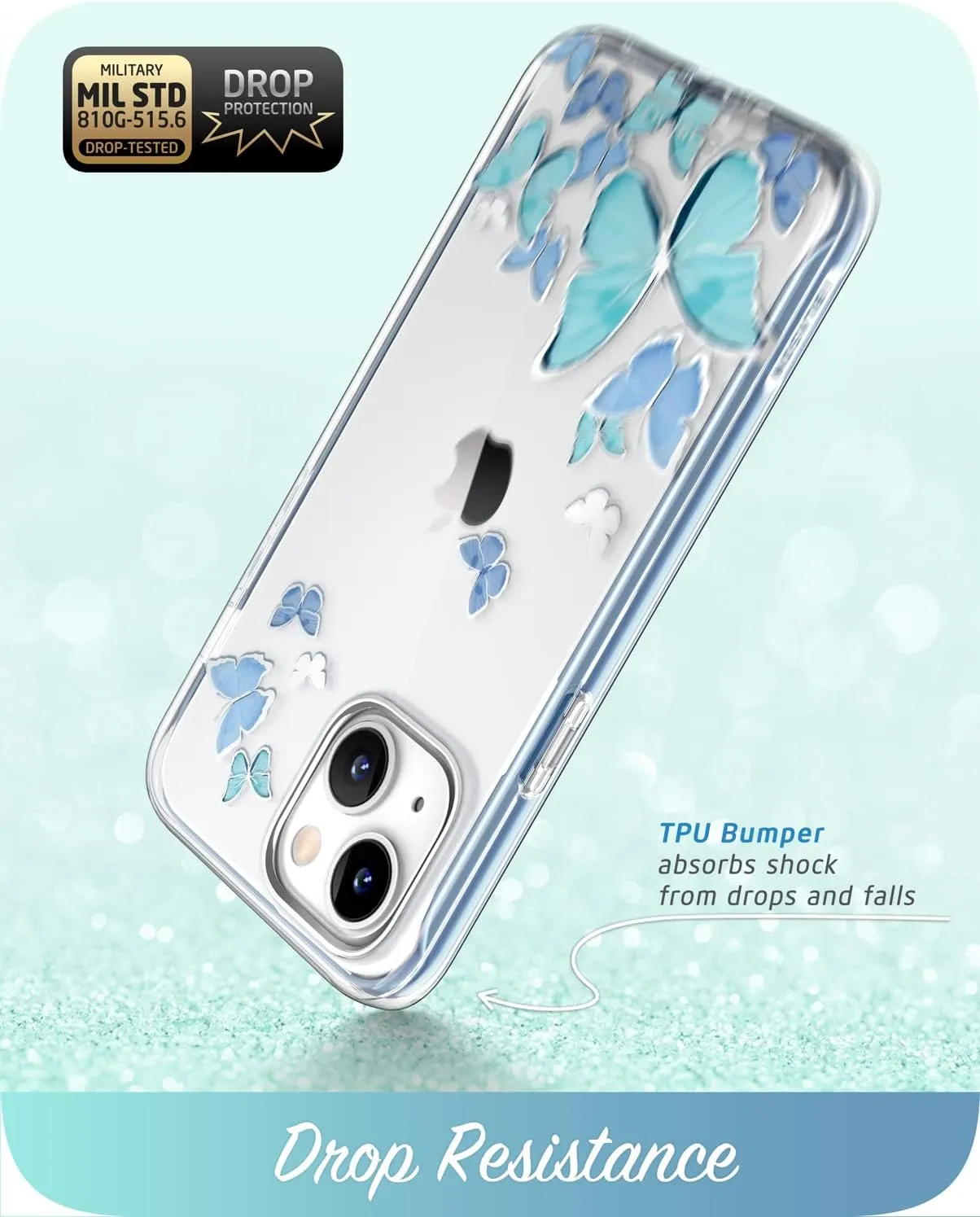 i-Blason Cosmo Series Case for iPhone 13 5G 6.1 inch (2021 Release), Slim Full-Body Stylish Protective Case with Built-in Screen Protector (BlueFly)