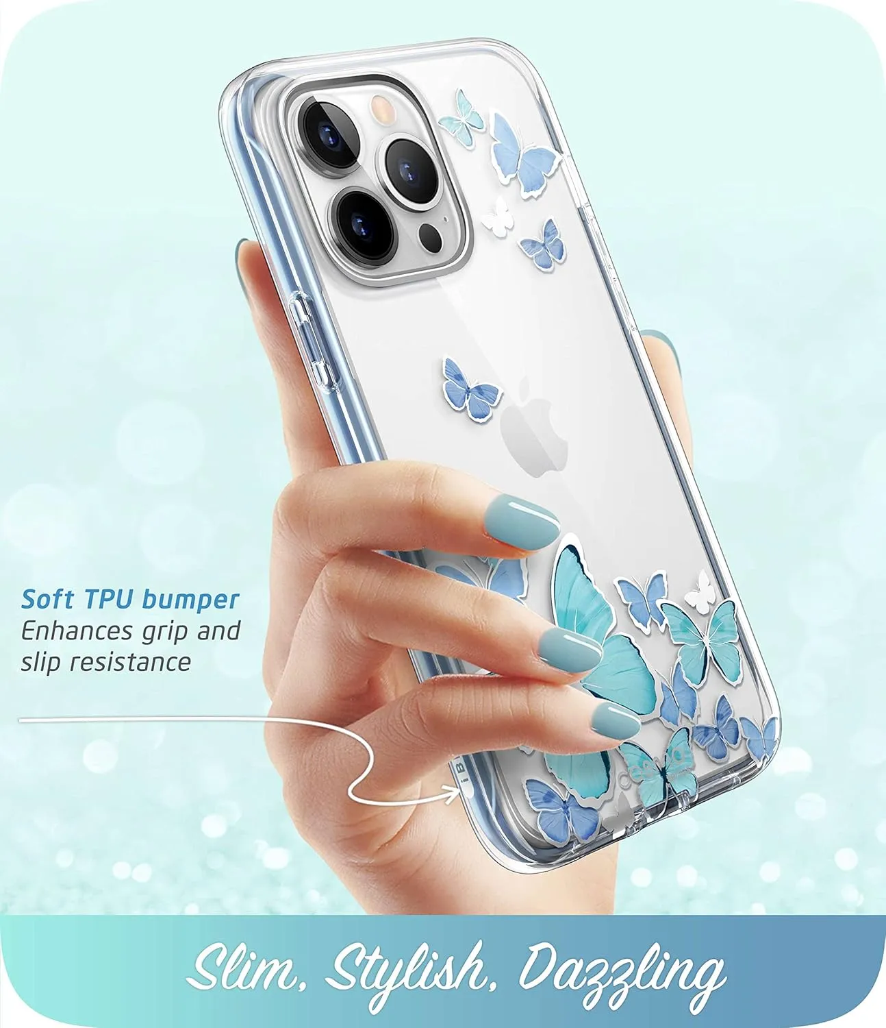 i-Blason Cosmo Series for iPhone 14 Pro Max Case 6.7 inch (2022), Slim Full-Body Stylish Protective Case with Built-in Screen Protector (Bluefly)