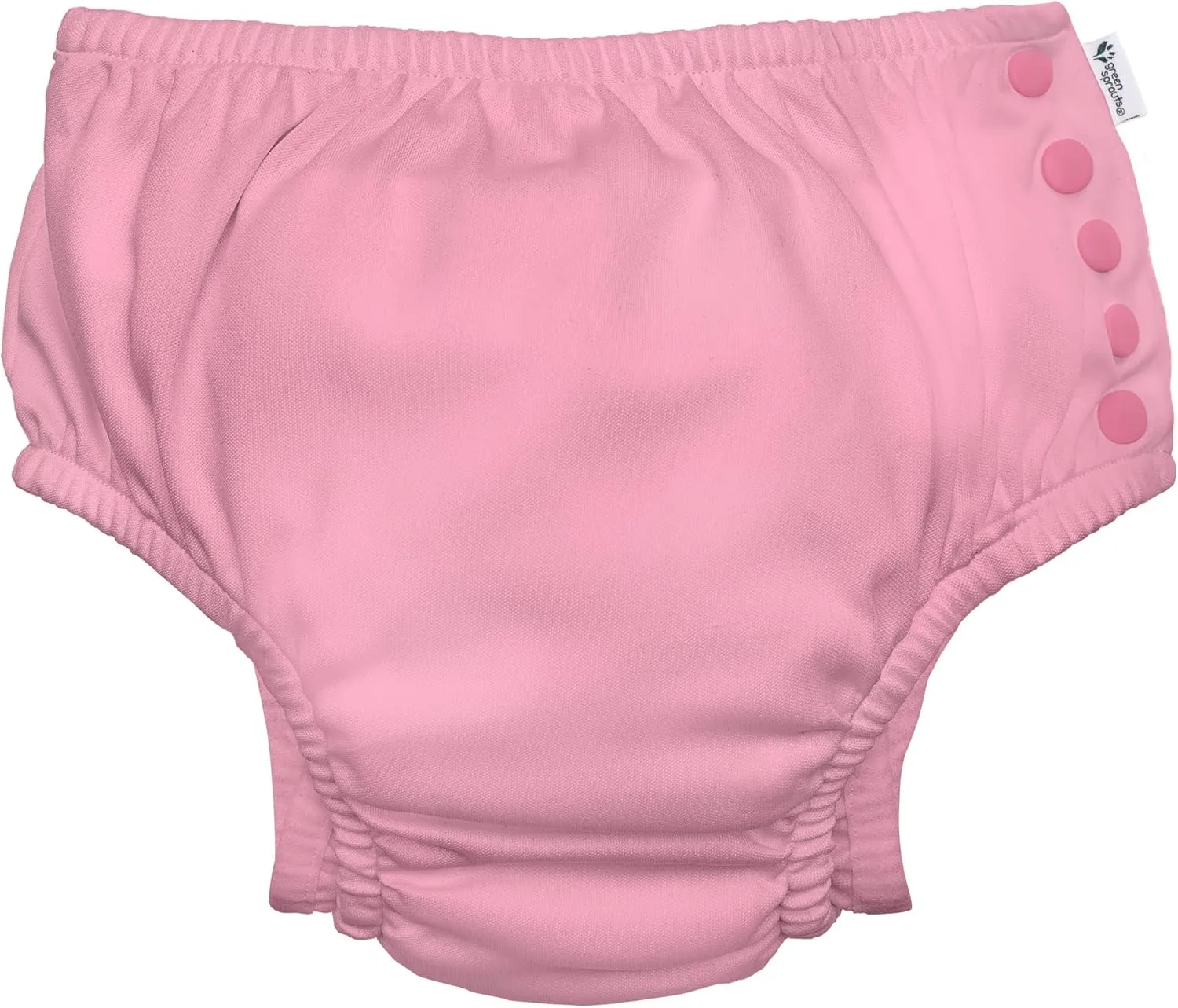 i play. by green sprouts Reusable, Eco Snap Swim Diaper with Gussets, UPF 50, Light Pink, Patented Design, STANDARD 100 by OEKO-TEX Certified 3T
