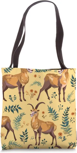 Ibex Cartoon Animal Wildlife Pattern Tote Bag
