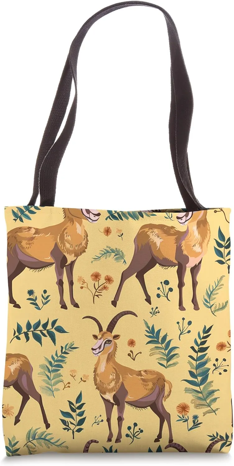 Ibex Cartoon Animal Wildlife Pattern Tote Bag