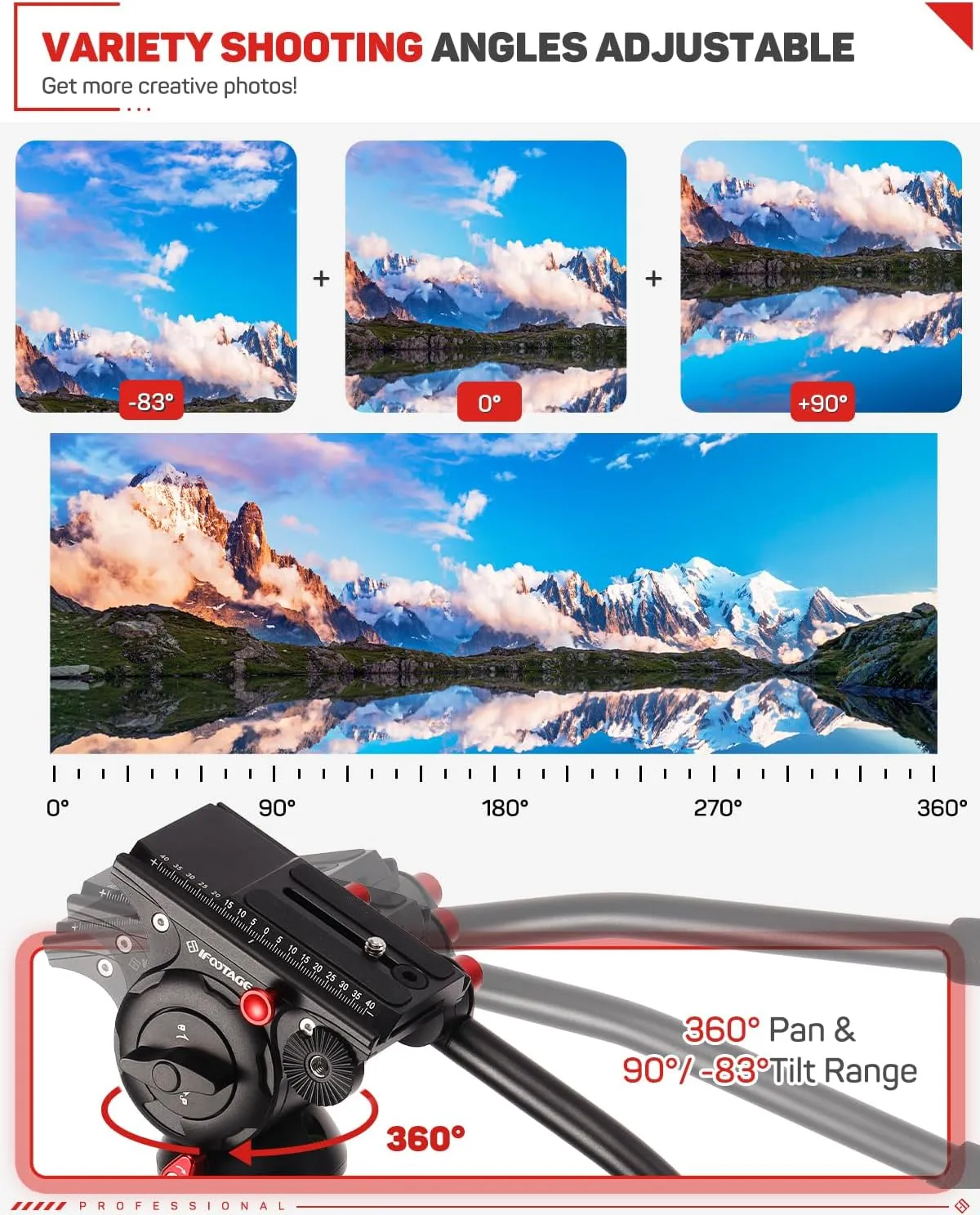 IFOOTAGE 71" Aluminum Monopod Kit, Cobra 3 A180F   Komodo K5, Professional Video Set With Head for DSLR Cameras, Portable Travel Monopod Compatible With Sony Canon Nikon
