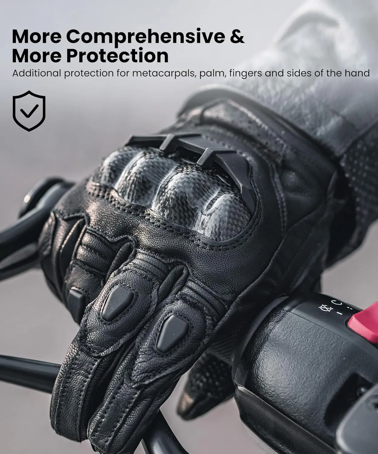 ILM Air Flow Leather Motorcycle Gloves Touchscreen for Men and Women Model-GRC01 (M, Black)