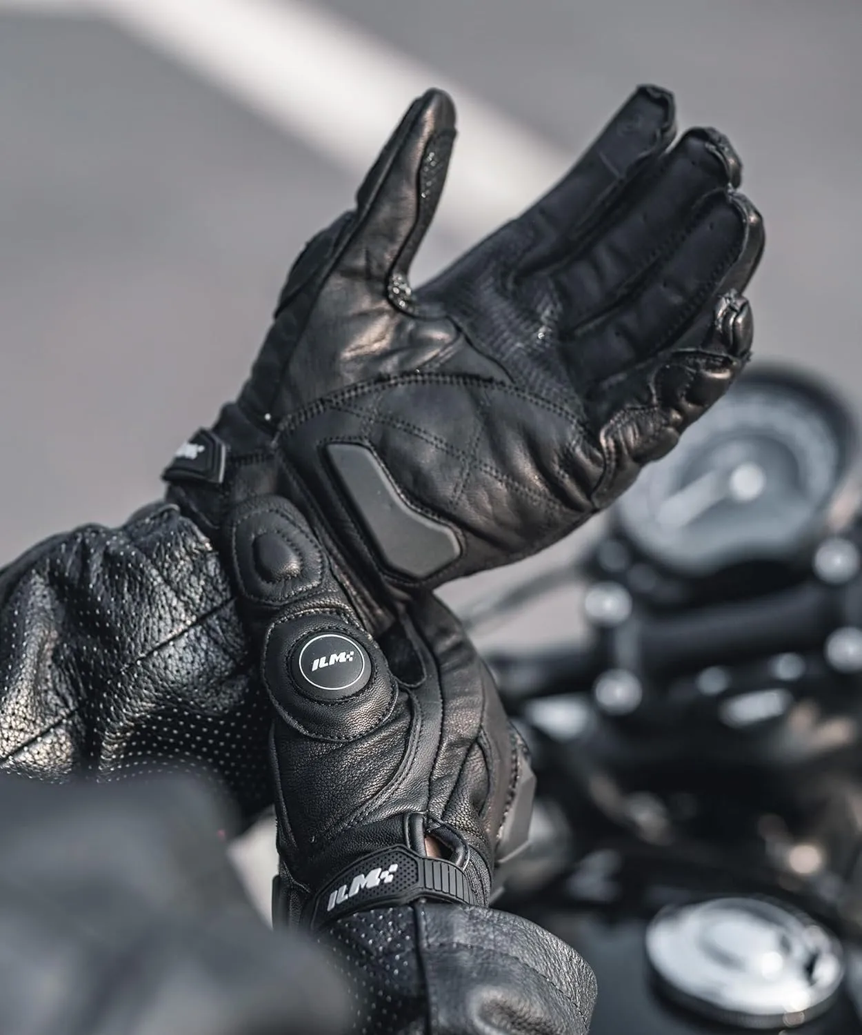 ILM Air Flow Leather Motorcycle Gloves Touchscreen for Men and Women Model-GRC01 (M, Black)
