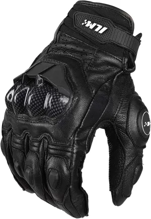 ILM Air Flow Leather Motorcycle Gloves Touchscreen for Men and Women Model-GRC01 (M, Black)