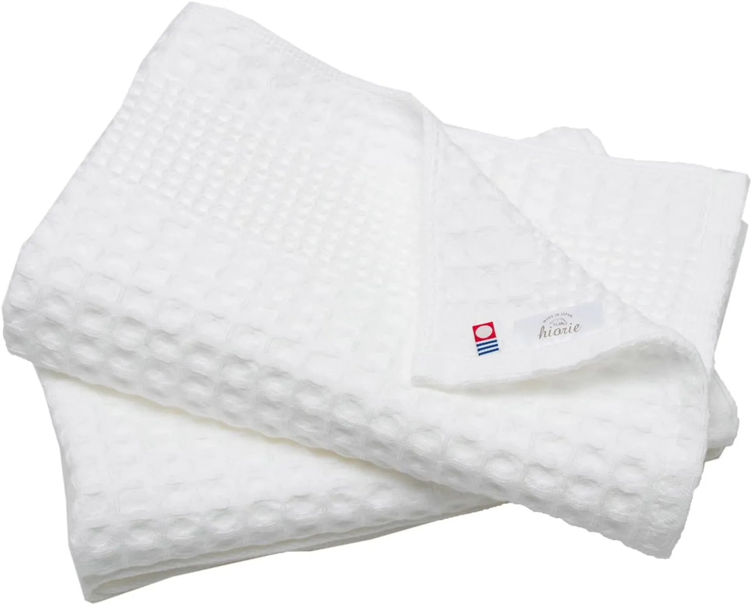 Imabari Towel, 2-Piece Bath Towel Set, Japanese Towels, 23.6x49.2in, 100% Cotton, Lightweight, Quick Drying and Compact Towels for Bathroom, Waffle Design Fabric, Honeycomb, White