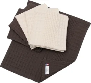 Imabari Towel, 6-Piece Washcloth Set, Japanese Towels, 13.3x13.8, 100% Cotton, Lightweight, Quick Drying and Compact Towels for Kitchen, Waffle Design Fabric, Honeycomb, Beige Brown