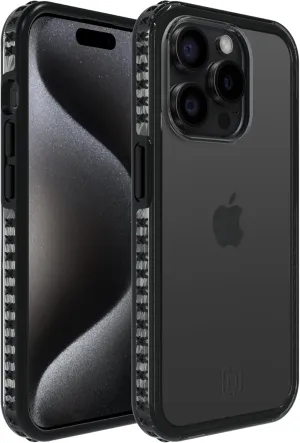 Incipio Grip Phone Case for iPhone 15 Pro - Apple iPhone Case with 14ft Drop Protection   Multi-Directional X-Grips to Prevent Slippage - 5G   MagSafe Compatible (Black/Clear)