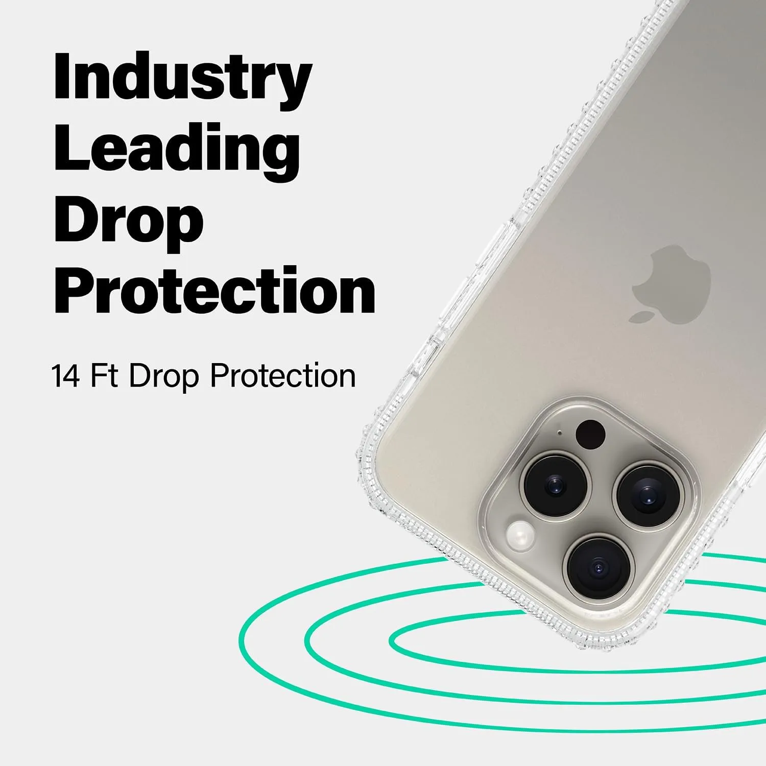 Incipio Grip Phone Case for iPhone 15 Pro - Apple iPhone Case with 14ft Drop Protection   Multi-Directional X-Grips to Prevent Slippage - 5G   MagSafe Compatible (Black/Clear)
