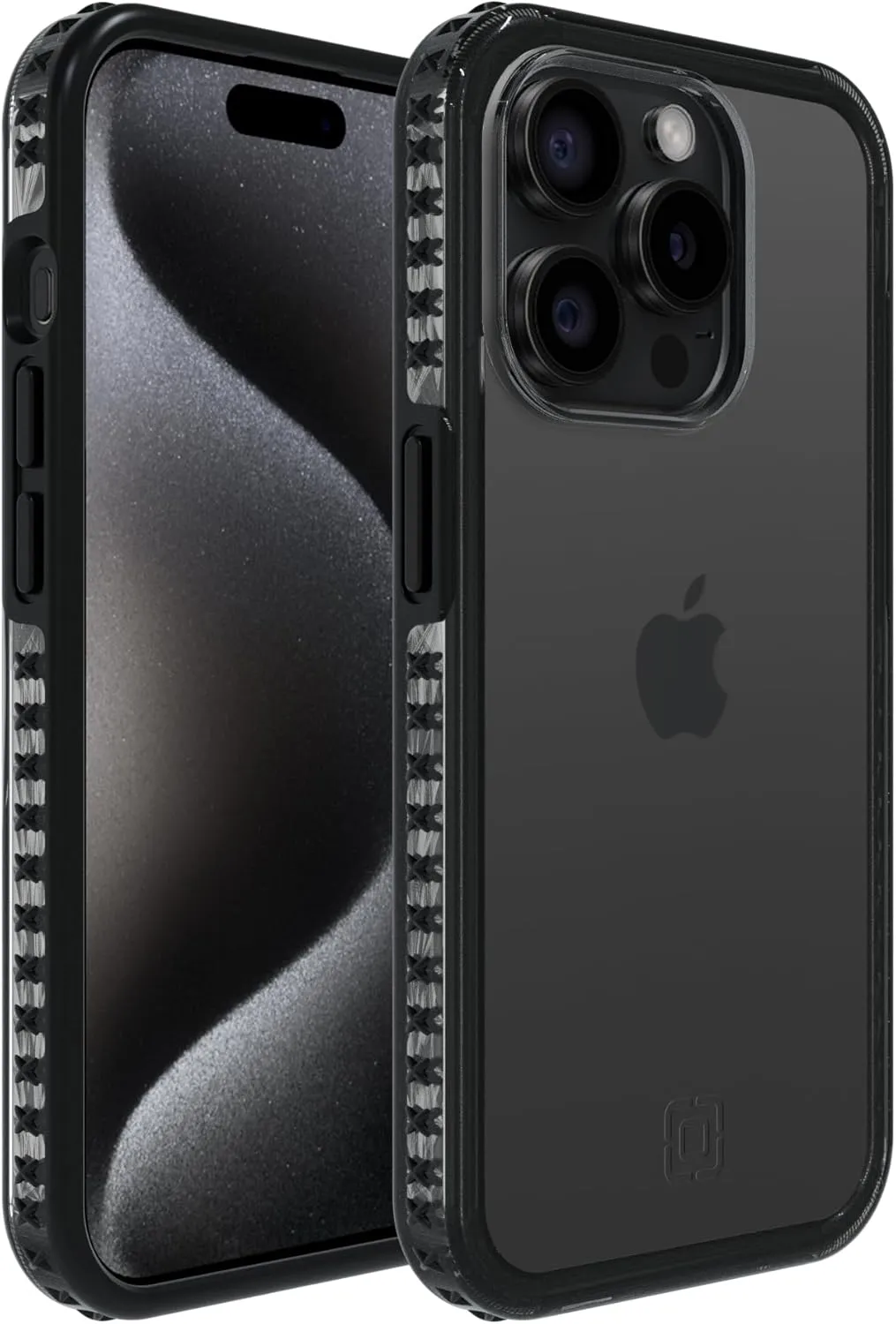 Incipio Grip Phone Case for iPhone 15 Pro - Apple iPhone Case with 14ft Drop Protection   Multi-Directional X-Grips to Prevent Slippage - 5G   MagSafe Compatible (Black/Clear)