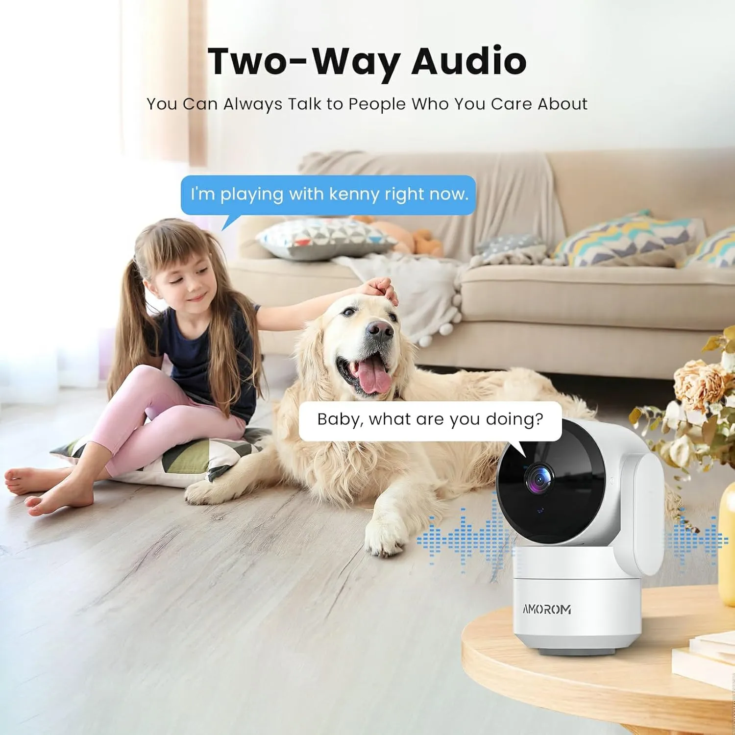 Indoor Security Camera for Baby Monitor 360°,Room Camera for Home Security with Pan&Tilt,Night Vision,Motion Detection,2-Way Audio,Pet Cameras Compatible with Alexa/Google Assistant,2.4GHz WiFi,2 Pack