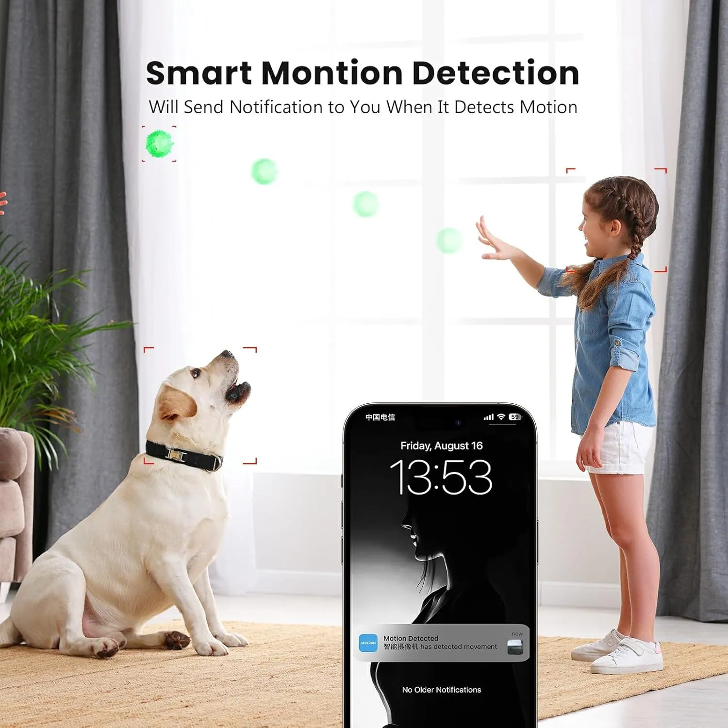 Indoor Security Camera for Baby Monitor 360°,Room Camera for Home Security with Pan&Tilt,Night Vision,Motion Detection,2-Way Audio,Pet Cameras Compatible with Alexa/Google Assistant,2.4GHz WiFi,2 Pack