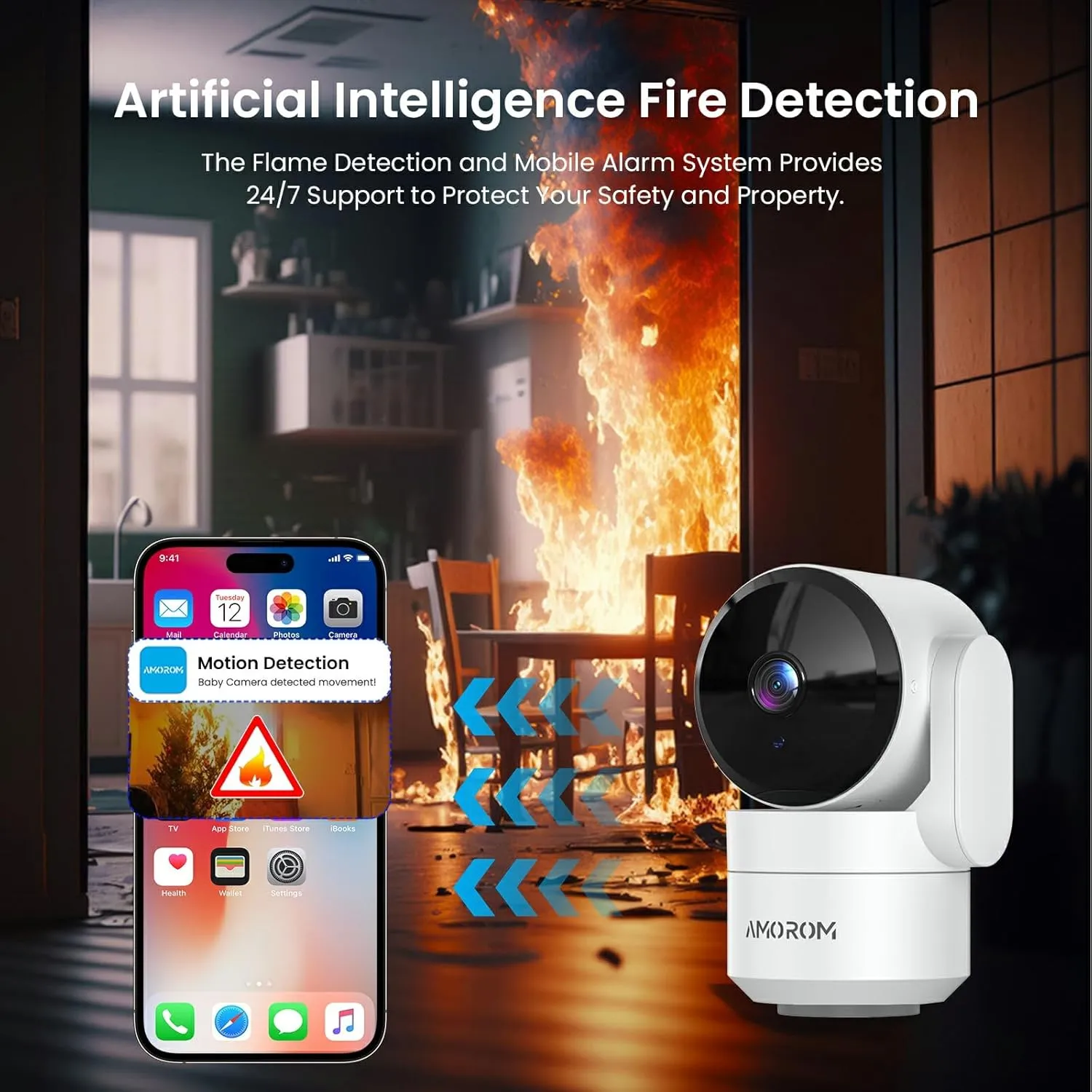 Indoor Security Camera for Baby Monitor 360°,Room Camera for Home Security with Pan&Tilt,Night Vision,Motion Detection,2-Way Audio,Pet Cameras Compatible with Alexa/Google Assistant,2.4GHz WiFi,2 Pack