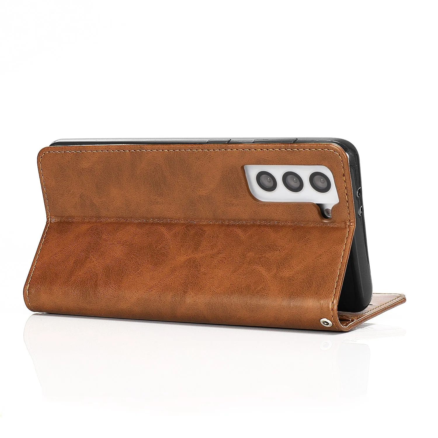 Indy Series Genuine Leather Wallet Case for Samsung Galaxy S23  with Kickstand and Card Slots
