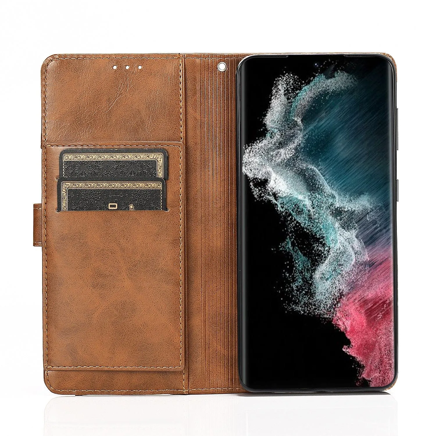 Indy Series Genuine Leather Wallet Case for Samsung Galaxy S23  with Kickstand and Card Slots