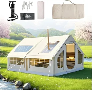 Inflatable Tents,Glamping Tent, Quick Set Up Outdoor Camping Tent with Opening Chimney and Skylight Large Inflatable Tent