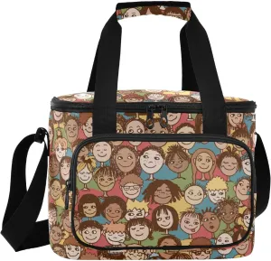 Insulated Lunch Bag Reusable Lunch Tote Bag Graffiti Diverse Cultural Kids Cooler Bag for Women Men Adult Lunch Box with Adjustable Shoulder Strap Leakproof Lunch Bag
