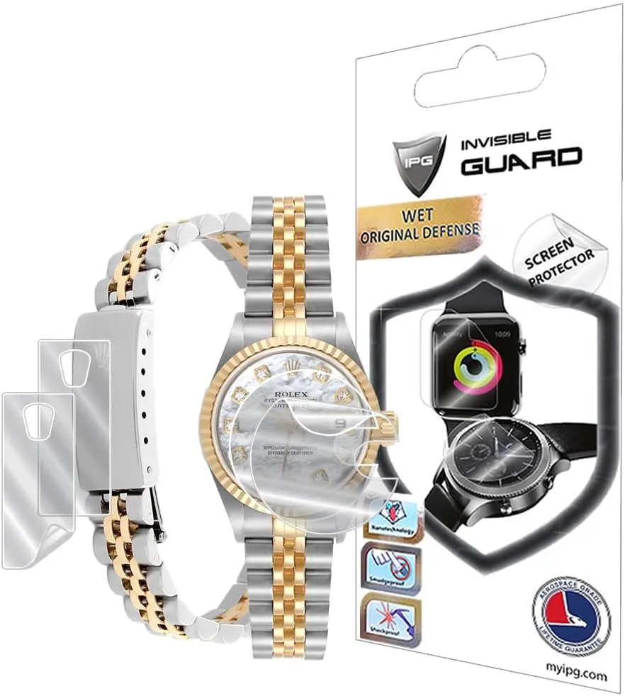 IPG for Rolex Lady - Datejust Oyster Gold Watch Hydrogel Screen Protector (2 Units)   Clasp Protector (2 Units) Invisible HD Clear Film Anti Scratch Guard-Smooth for LadyOysterGold