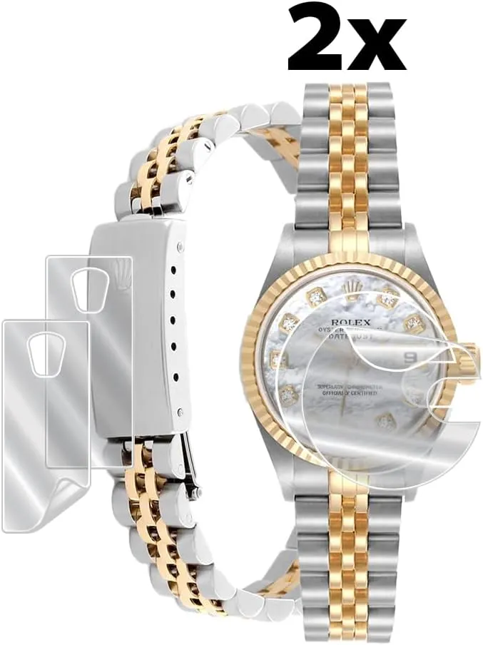 IPG for Rolex Lady - Datejust Oyster Gold Watch Hydrogel Screen Protector (2 Units)   Clasp Protector (2 Units) Invisible HD Clear Film Anti Scratch Guard-Smooth for LadyOysterGold