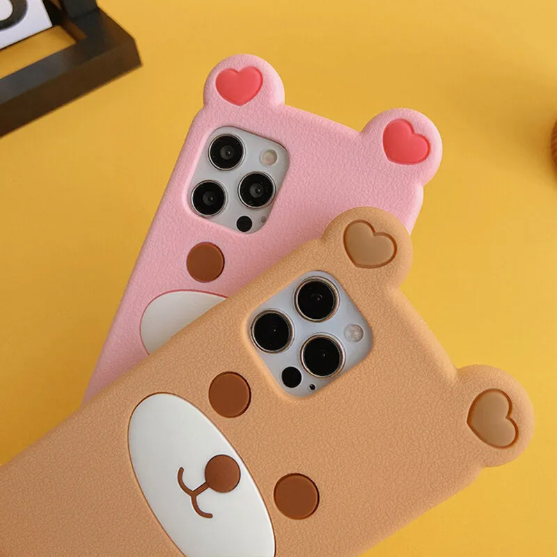 iPhone 13Pro Q Uncle Brown Bear Silicone Phone Case