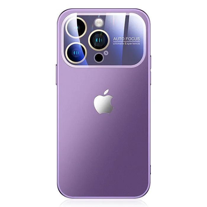 iPhone 15 Plus Full Lens Glass Case With Logo- Purple