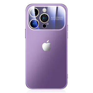 iPhone 15 Plus Full Lens Glass Case With Logo- Purple
