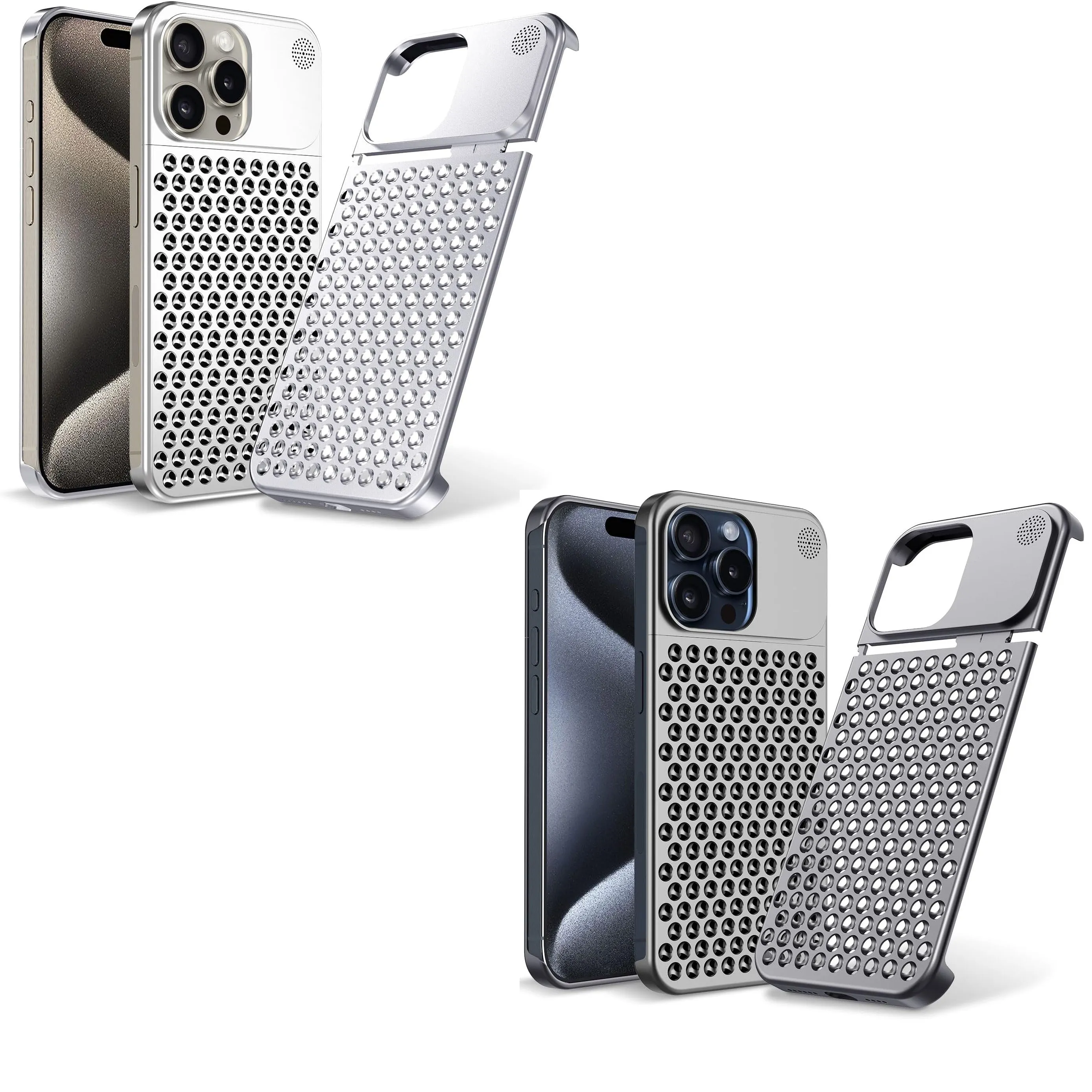 iPhone 15 Pro Super Slim AeroFLex Metal Frame Less Case with Magsafe - Grey / Silver