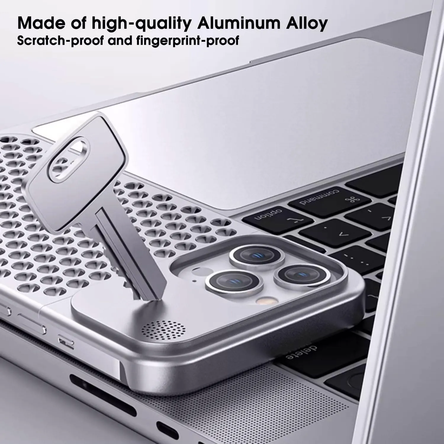 iPhone 15 Pro Super Slim AeroFLex Metal Frame Less Case with Magsafe - Grey / Silver