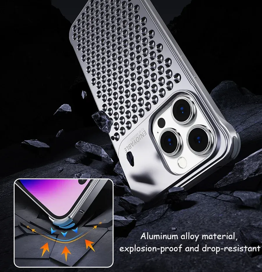 iPhone 15 Pro Super Slim AeroFLex Metal Frame Less Case with Magsafe - Grey / Silver